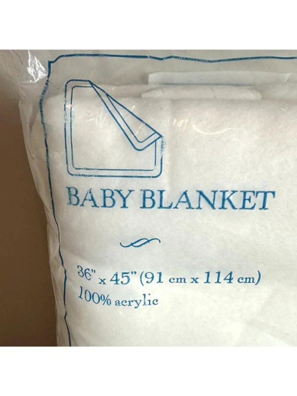 NOS Vintage First Moments Baby Blanket Blue White Embroidered Acrylic New Boy